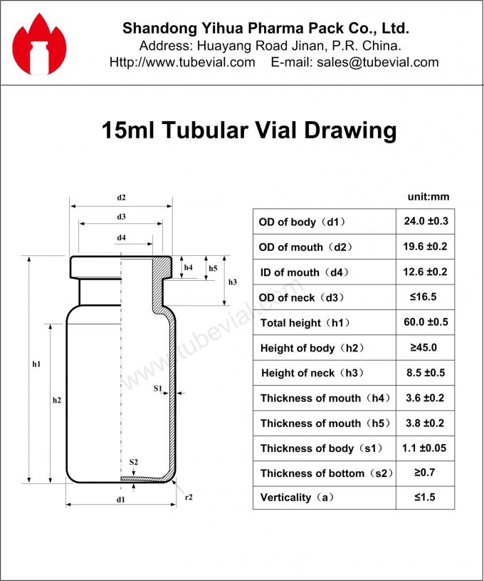 15ml Amber Injectable Tubular Glass Vial
