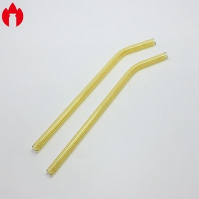 Yellow High Borosilicate Glass Straw For Tea Or Coffee