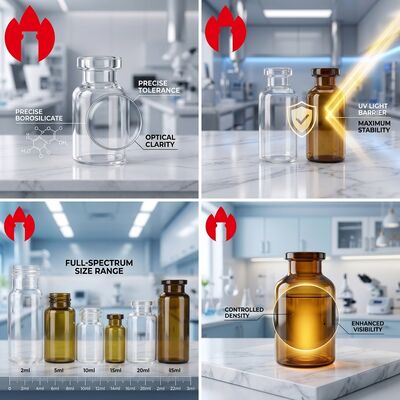 GMP CE ISO Certified Pharma Glass Bottle Vial