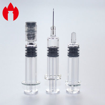 Cosmetic Luer Lock Syringe , 1Ml Prefilled Syringe 5.0 Neutral Borosilicate Glass Material