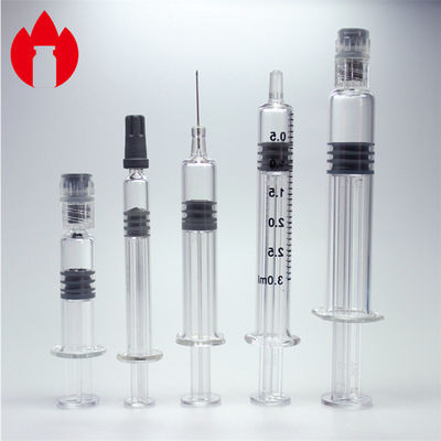 1ml 2.25ml 3ml 5ml Glass Prefilled Syringes Clear Color For Pharmaceutical or Cosmetic