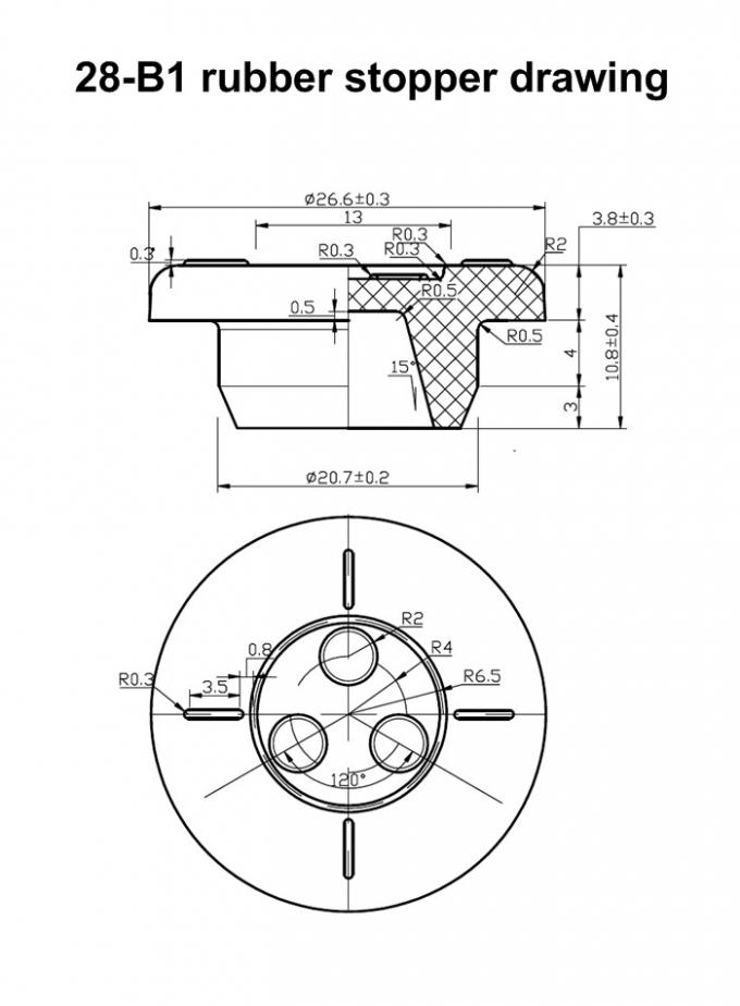 28mm Grey Pharmaceutical Rubber Stoppers For 28 Mouth Infusion Bottles